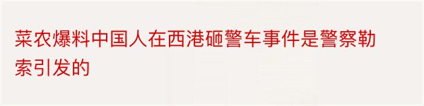 菜农爆料中国人在西港砸警车事件是警察勒索引发的