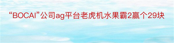 “BOCAI”公司ag平台老虎机水果霸2赢个29块